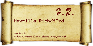Havrilla Richárd névjegykártya